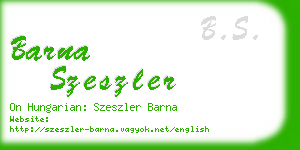 barna szeszler business card